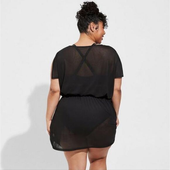 Short mesh Drawstring Waist coverup dress Size 3 NWT - Picture 3 of 4